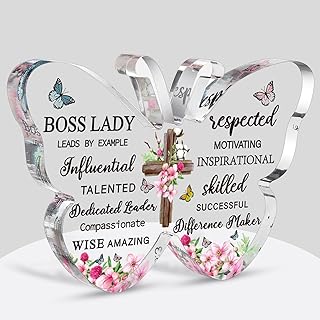 Barydat Boss Lady Gifts for Women Inspirational Quotes Office Desk Decor for Women Butterfly