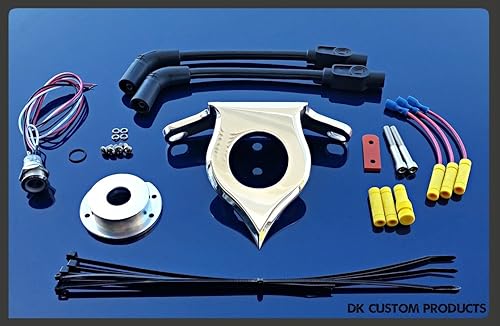 Miniatura 2 de Pulido DLX Billet Bobina reubicación Wbotón pulsador Interruptor de encendido LED para Sportster 07  13, Negro(Black Wires)