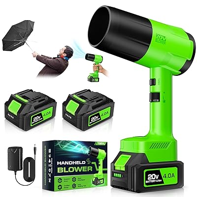 Leaf Blower Cordless, Handheld Leaf Blower with 2 Battery and Charger, 6 Speed Modes, Lightweight Blower for Patio, Lawn, Yard, Dust, Blowing Leaves