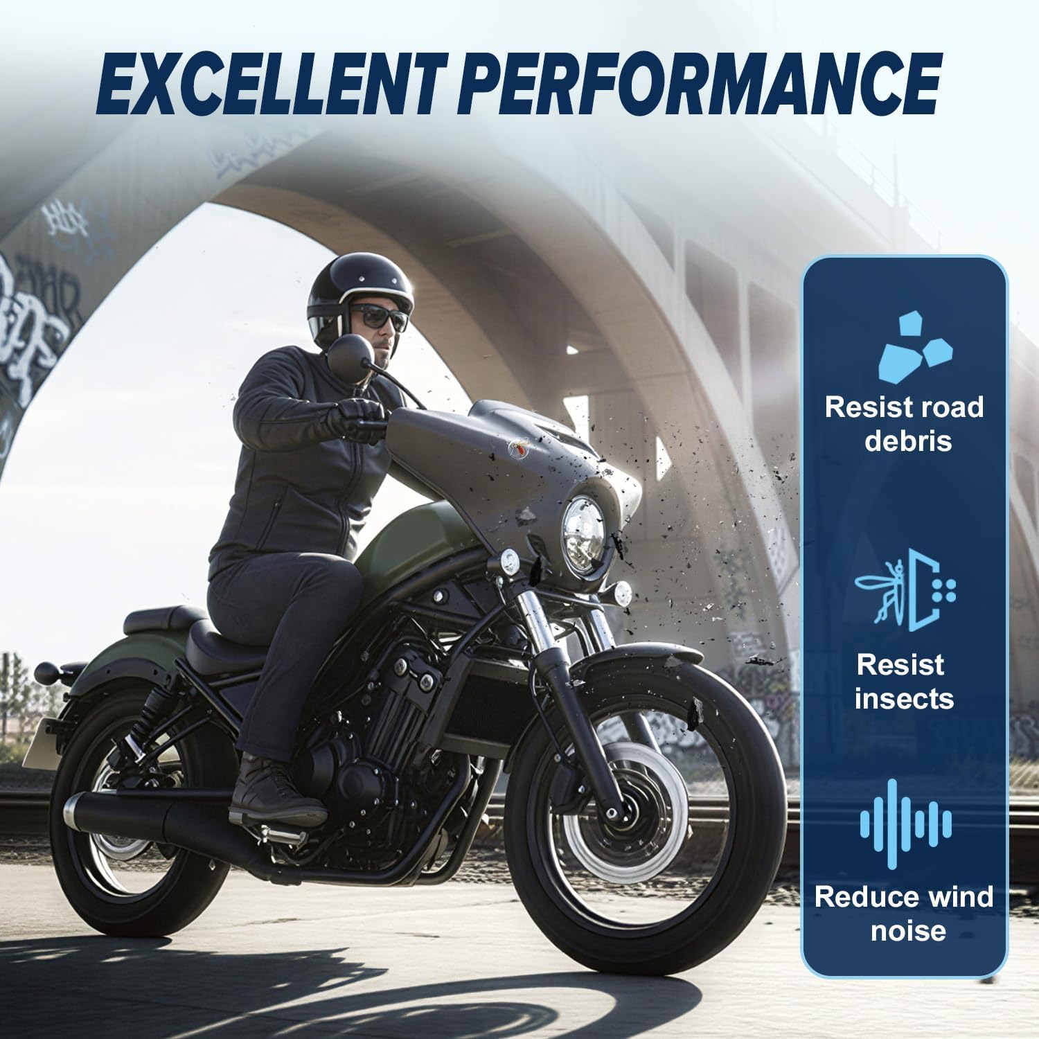 Motorcycle Headlight Fairing Cowl with Clear Windshield Compatible with Rebel 500 CMX Rebel 300 2021-2026 Windscreen Deflector Visor Matte Black