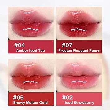 Ice Watery Lip Gloss, Ice Iron Tinted Liptint, Jelly Hydrating Lip Glazes Tinted, Moisturizing Nonstick Liquid Lipstick (02)