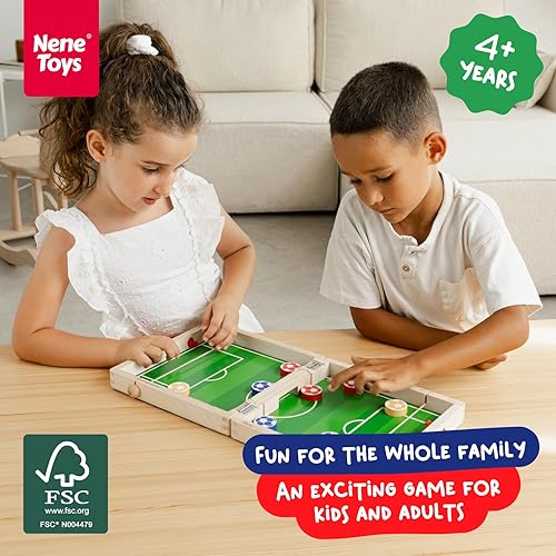 Miniatura 2 de Nene Toys Sling Goal, juego de disco de madera para niños y adultos, juego de mesa familiar de ritmo rápido para niños de 4 años en adelante, juego