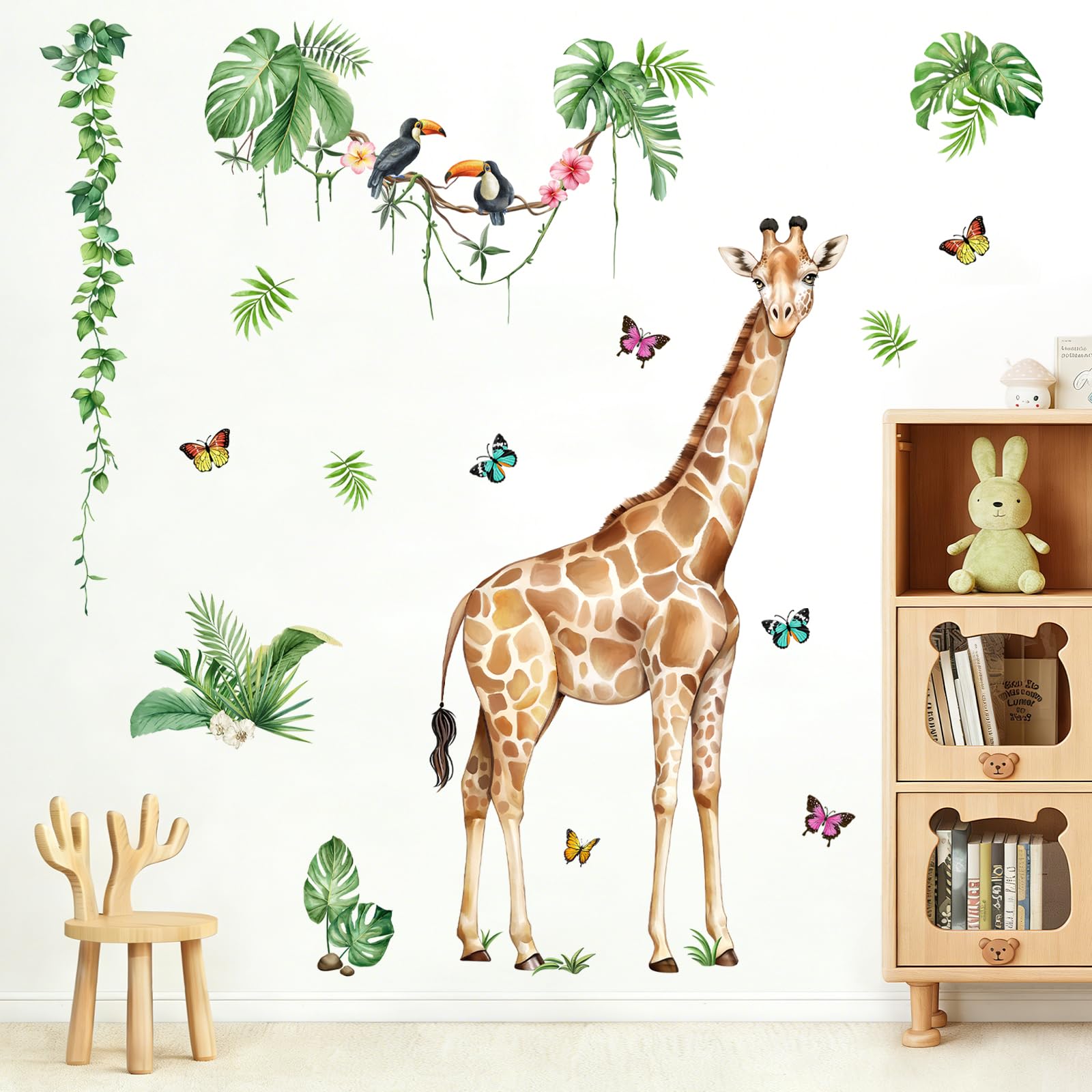 Giraffe Wall Decals - Jungle Animal Wall Stickers Removable Wall Art Sticker for Baby Nursery Kids Room Decor