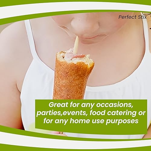 Miniatura 7 de Perfect Stix Brochetas de madera para perros de maíz de 8.5 x 316 pulgadas (paquete de 1005) punta semipuntiaguda