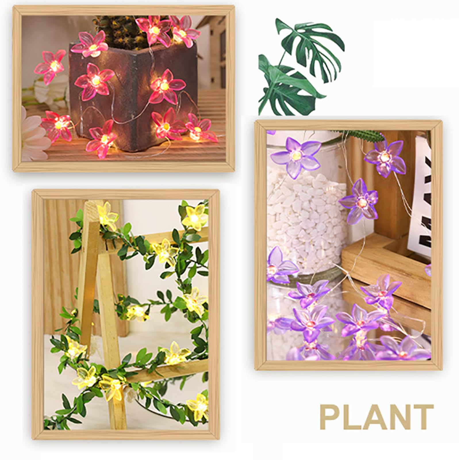 Catena Luminosa Con Decor Floreale|Luci Natalizie Creative In Filo Di Rame A Forma Di Petalo|Luce Ambientale LED Per Design Di Piante Floreali,Fiori Gialli Con Foglie,10m(32.8 piedi)-100LED-Solar