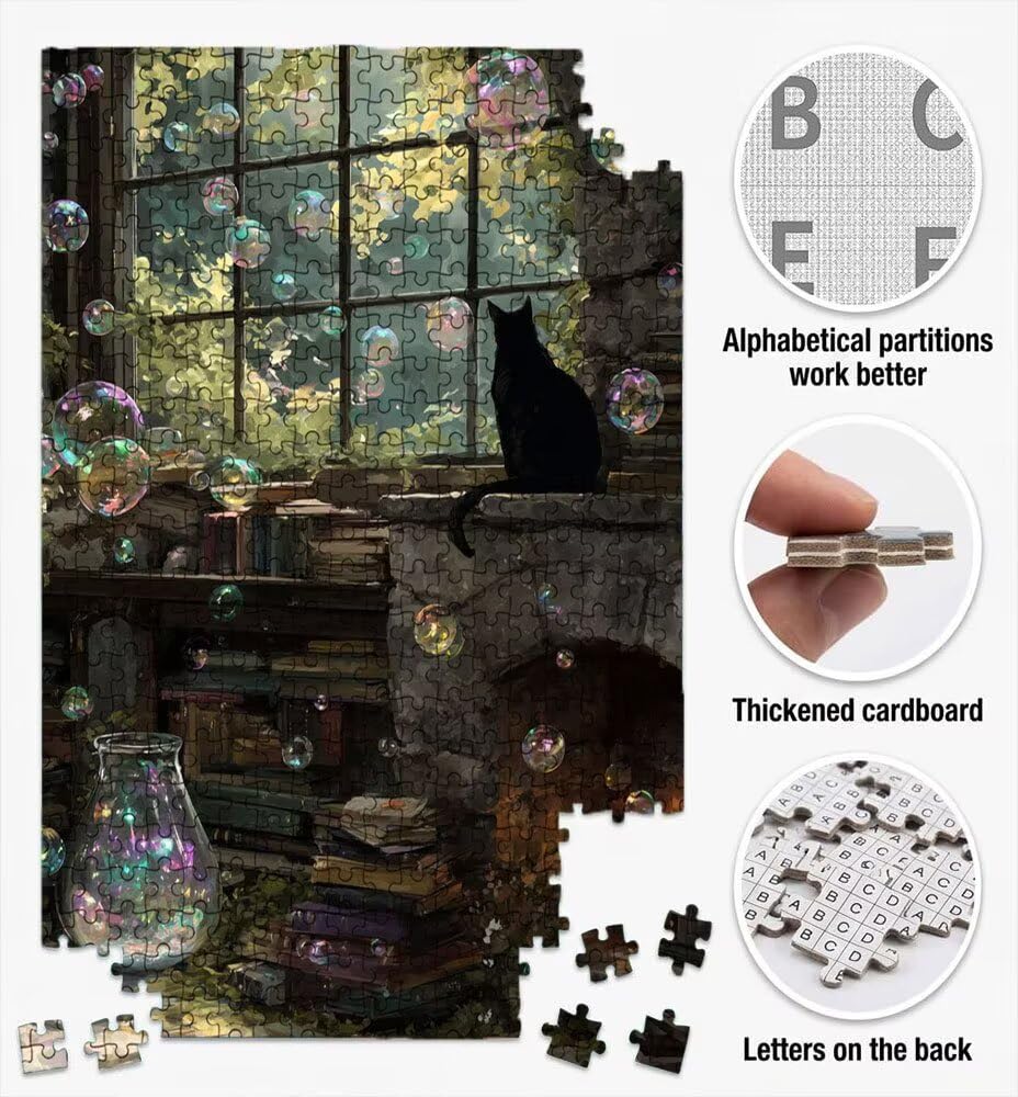 Bubble Black Cat, Klasyczna Puzzle 3000 Sztuk Dla Dorosłych BLQSBGA7-384 | Wyzwanie Zagadki, Gry Logiczne Cała Rodzina, Stres, Wystrój Domu Miłośnicy Puzzle