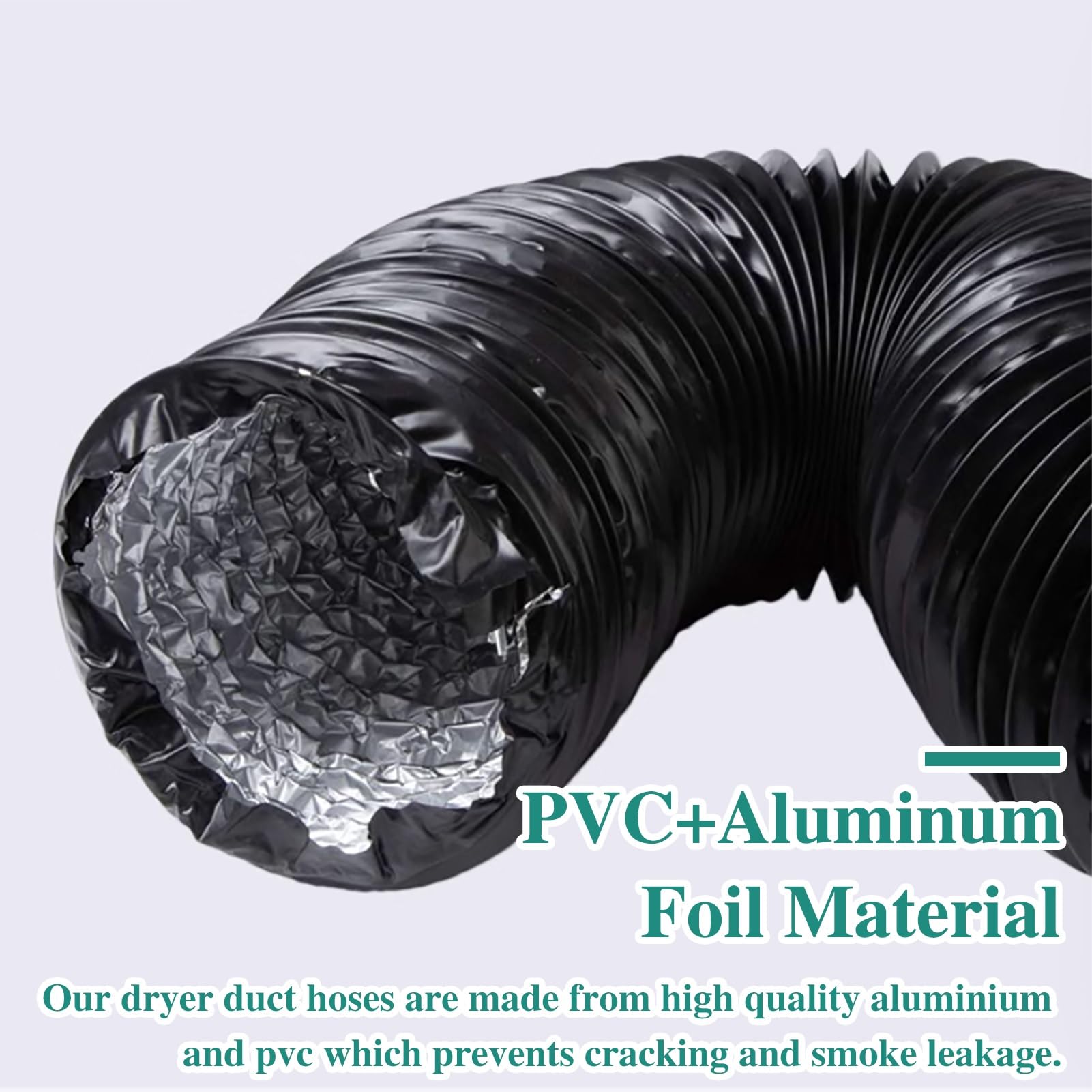 Tubo Flexible Manguera Flexible de Ventilación para Secadora de 50 Pies para Espacios Reducidos, Extensión de Conducto de Ventilación para Carpas de Cultivo en Interiores O Exteriores(White,90mm(3 1/2