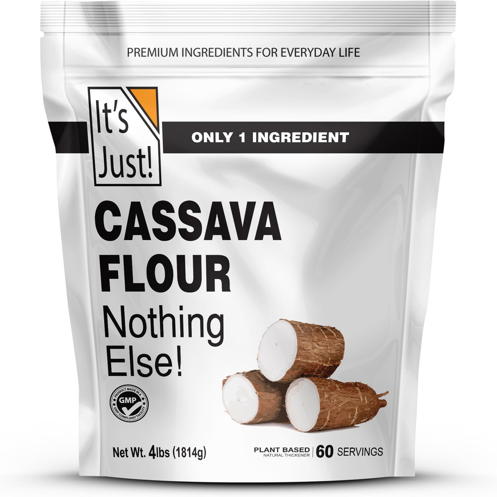 It's Just - Cassava Flour, 4lb, Made from Real Yucca Root, Non-GMO, Gluten Free Baking, Tapioca Substitute