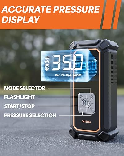 Miniatura 5 de OlarHike Inflador de neumáticos eléctrico con cable de 12 V CC, compresor de aire portátil, bomba de aire automática para neumáticos de automóvil,
