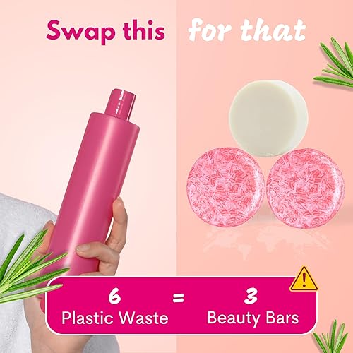 Miniatura 5 de Muun Rosemary - Juego de 3 barras de champú y acondicionador para el crecimiento del cabello sólido natural para mujeres con cabello lacio y rizado