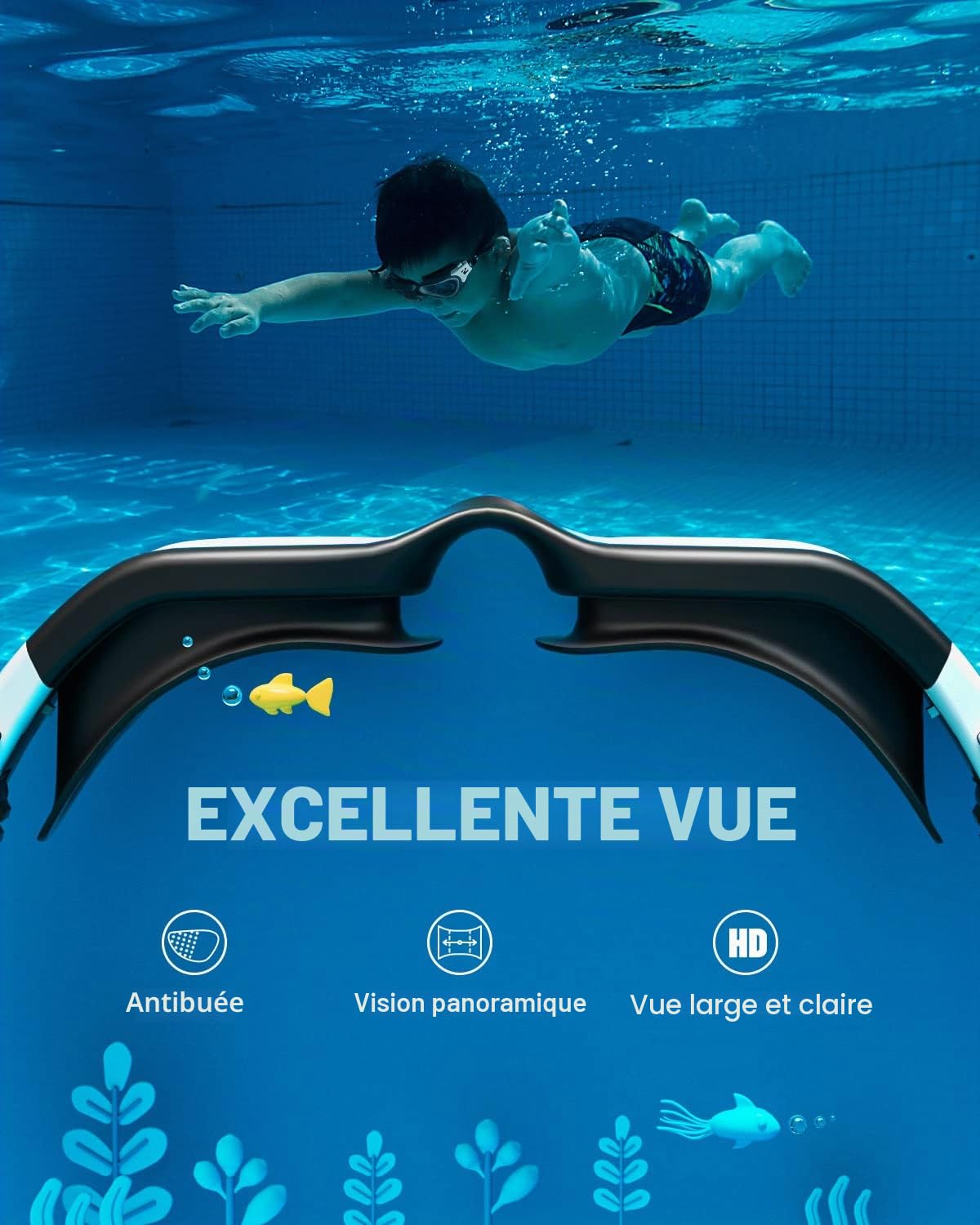 ZIONOR G1MINI Lunettes de natation pour enfants, polarisées/non polarisées, confortables, anti-buée, protection UV, pour filles et garçons, de 3 à 14 ans