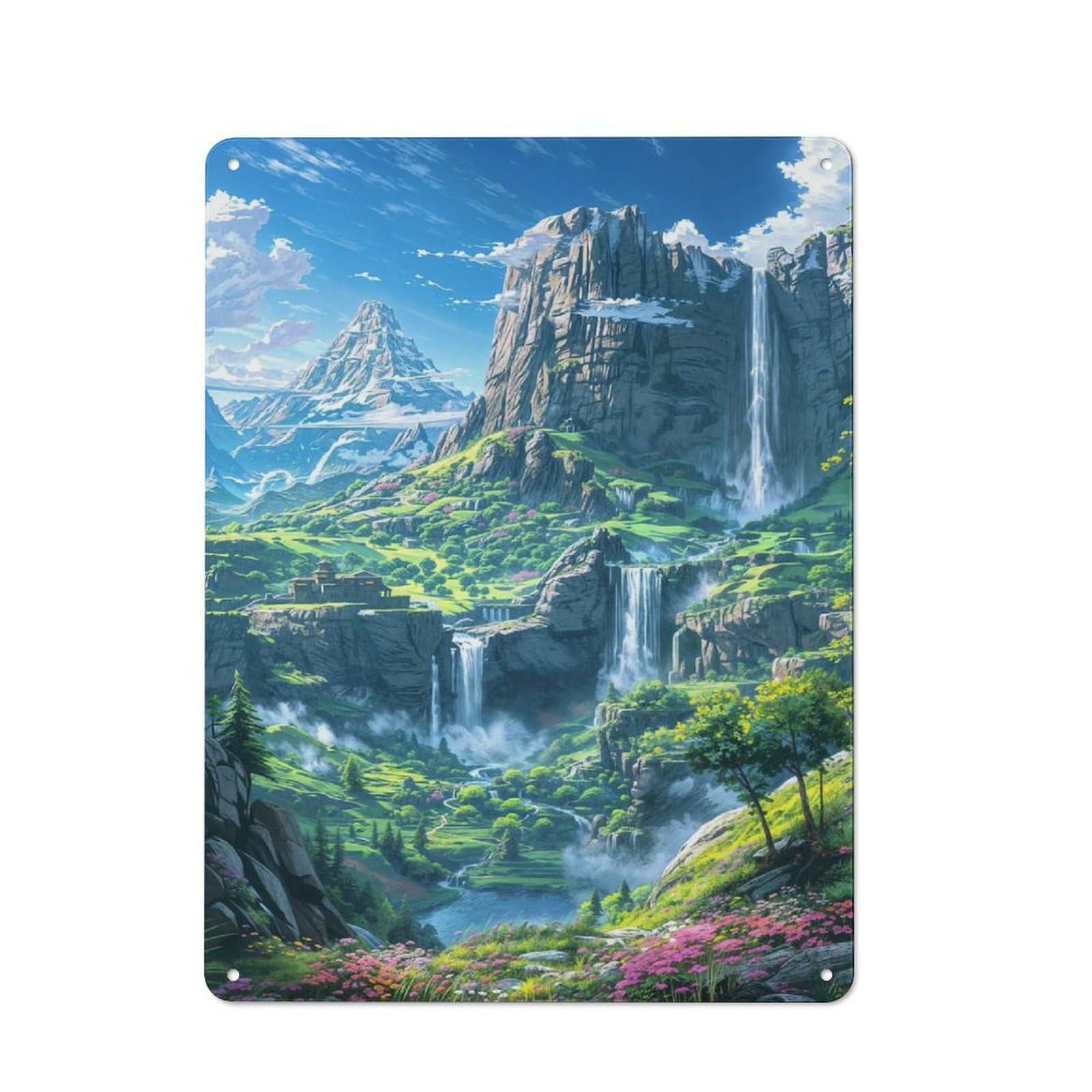 Junmoney Style-10 For Home Office Or Studio, Fantasy Landscape Retro Tin Wall Plaque 40X30cm, A Housewarming Gift For Creative Workspace Decorators