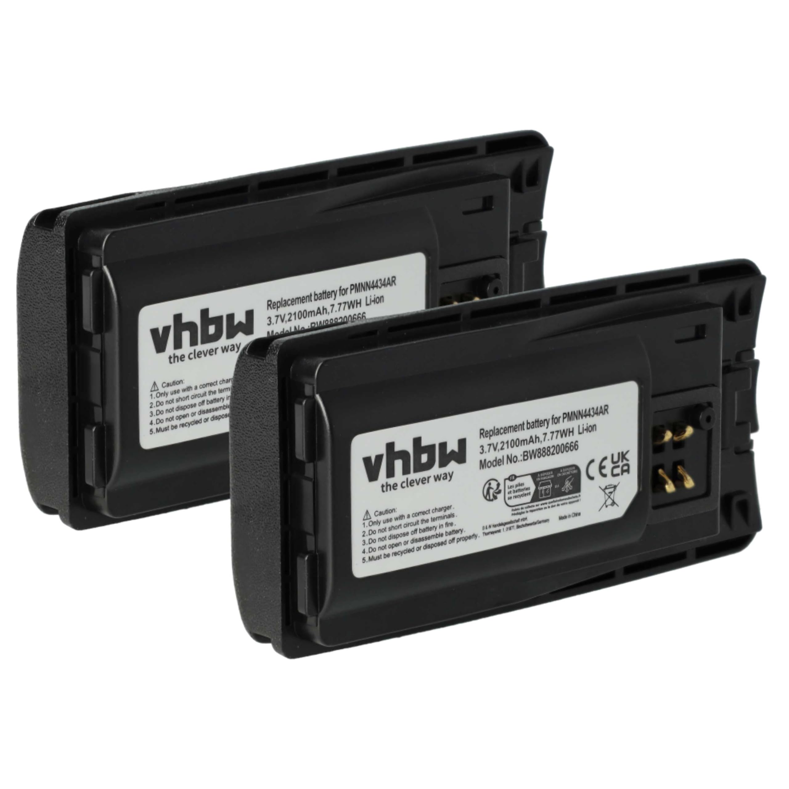 vhbw 2X batería Compatible con Motorola RMV2080, XT660, RVA50, XT600, XT600d, XT460, XT420, XT220 Radio (2100 mAh, 3,7 V, Li-Ion)