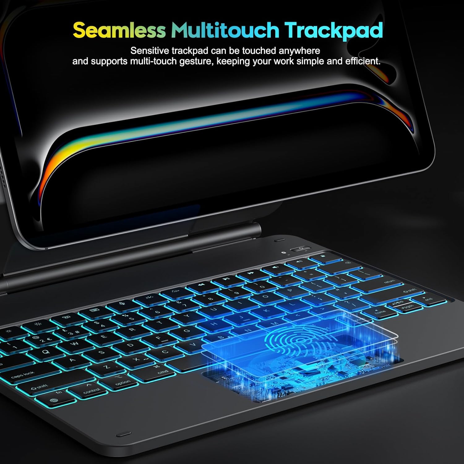 Image showing the multi-touch trackpad with a glowing finger icon indicating touch functionality