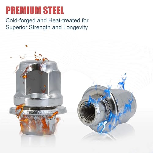 Miniatura 4 de Juego de 20 tuercas de rueda M12x1.25 con asiento Mag, extremo cerrado de bellota de 1.46 x 1.16 pulgadas, tuercas cromadas de 0.472 in x 1.25