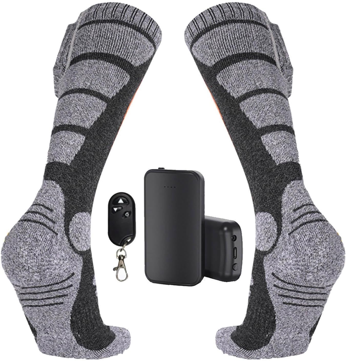 Gungtj 加熱ソックス | 2枚電気加熱スキー用ソックス 4000mAh | 3段階温度調節機能付き足温ギア | サイクリング