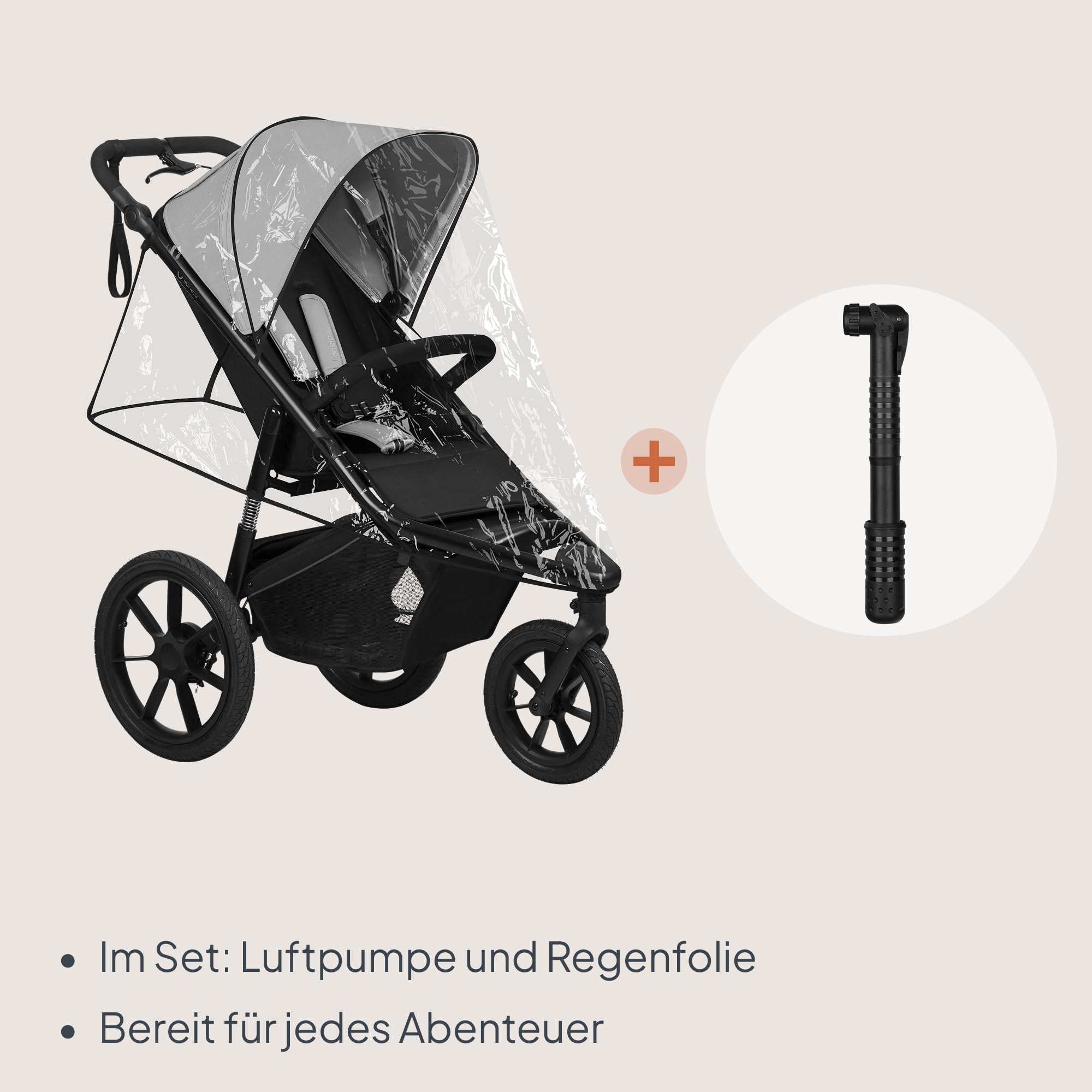 Lionelo Azura Kinderbuggy mit Luftreifen – hohe Federung, stufenlos verstellbare Liegeposition, XXL-Verdeck UPF50+, 5-Punkt-Magnetgurte, kompakt faltbar, inkl. Regenfolie – ab 6 Monaten bis 22 kg