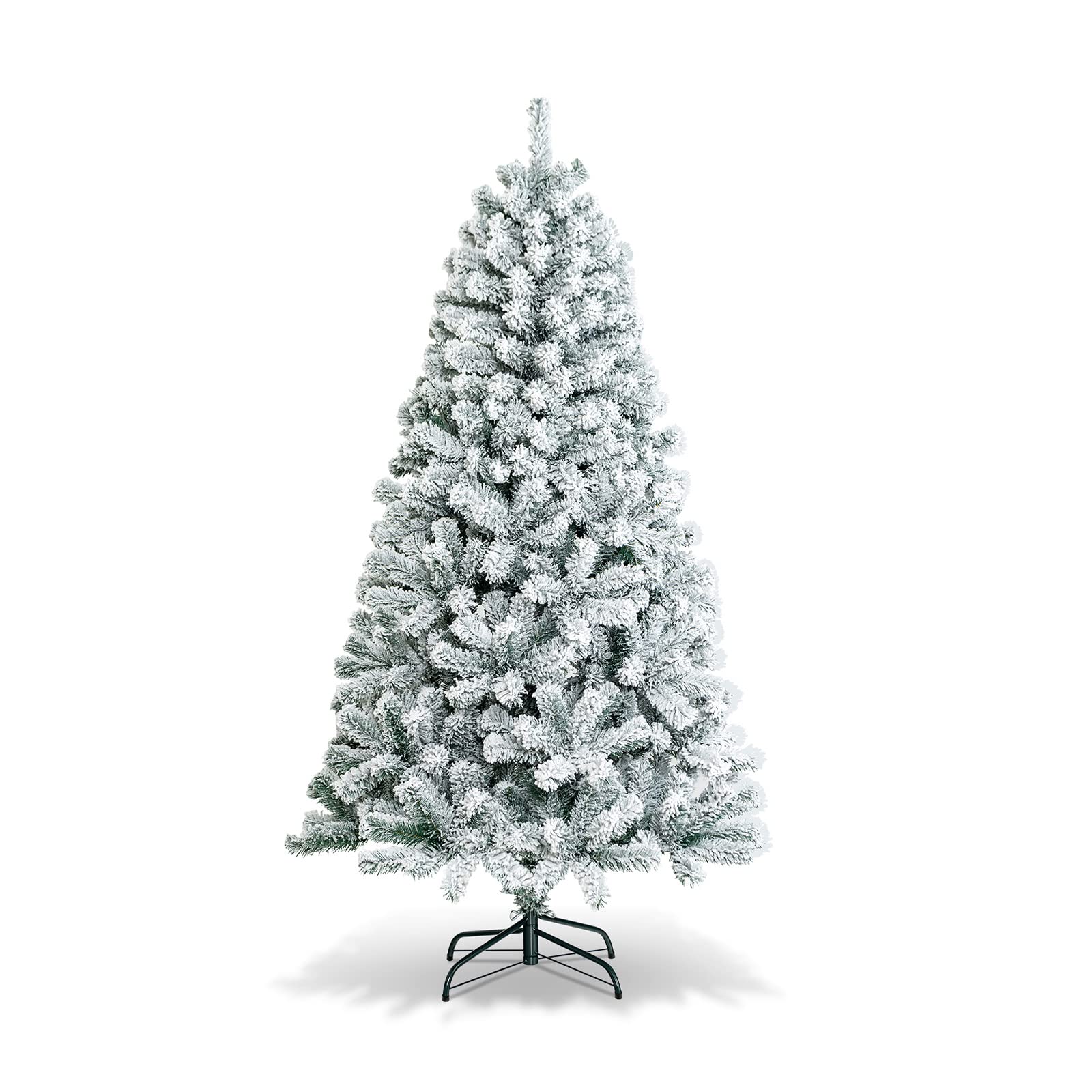 Ytbhshxz Snowy Christmas Tree， With Branch Tips, Pvc Needles And Foldable Metal Stand, For Indoor Outdoor Decoration(6Ft)