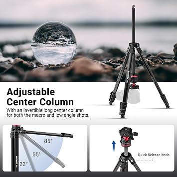 NEEWER Basics 66.5/169 cm Travel Tripod for Camera, Lightweight, TP12