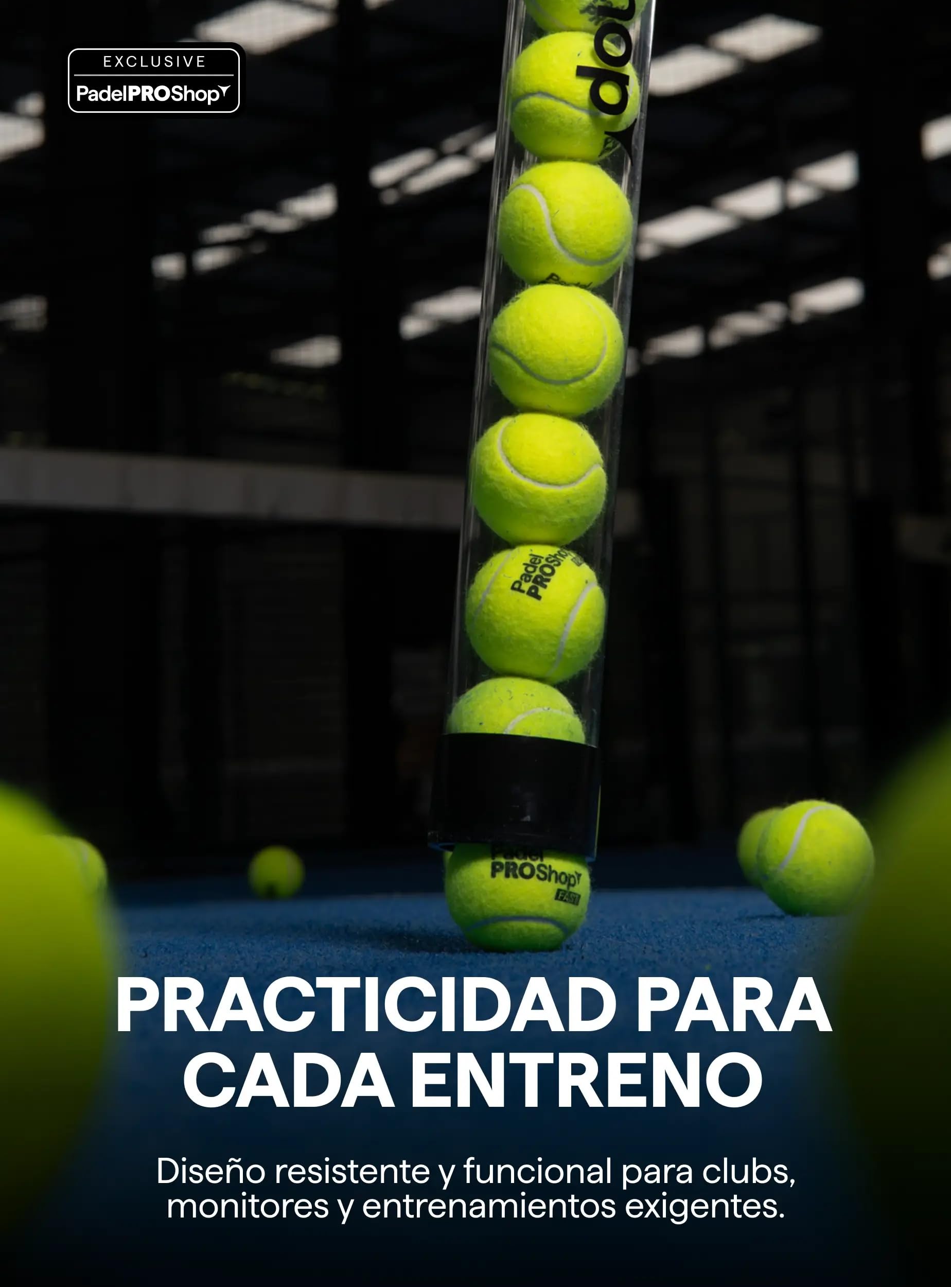 Padel Pro Shop Tubo Recogepelotas de Pádel Transparente 2026 - Recogedor de Pelotas con Capacidad para 15 Bolas, Diseño Ergonómico y Resistente para Entrenamiento Profesional