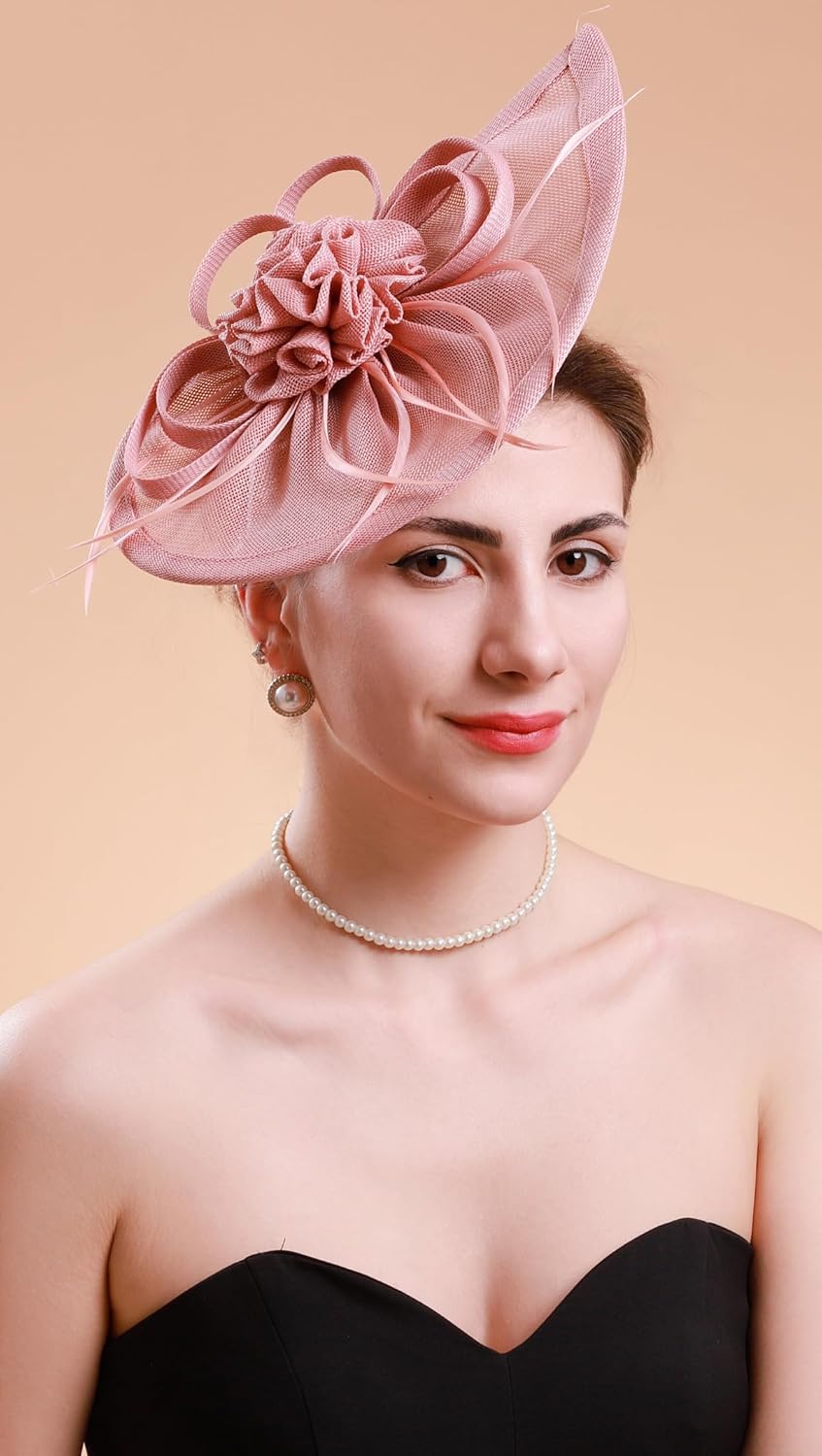 Cizoe Pillbox Hats 20s 50s Vintage Fascinators for Women Tea Party Hats with Feather Mesh Veil Headband - Image 2