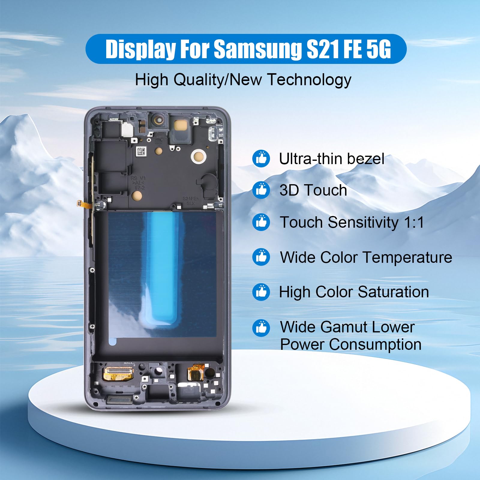 DTD OLED-Display für Samsung Galaxy S21 FE 5G Ersatz-LCD-Bildschirm (6,4", Schwarz mit Rahmen) Fingerabdruckerkennung unterstützt