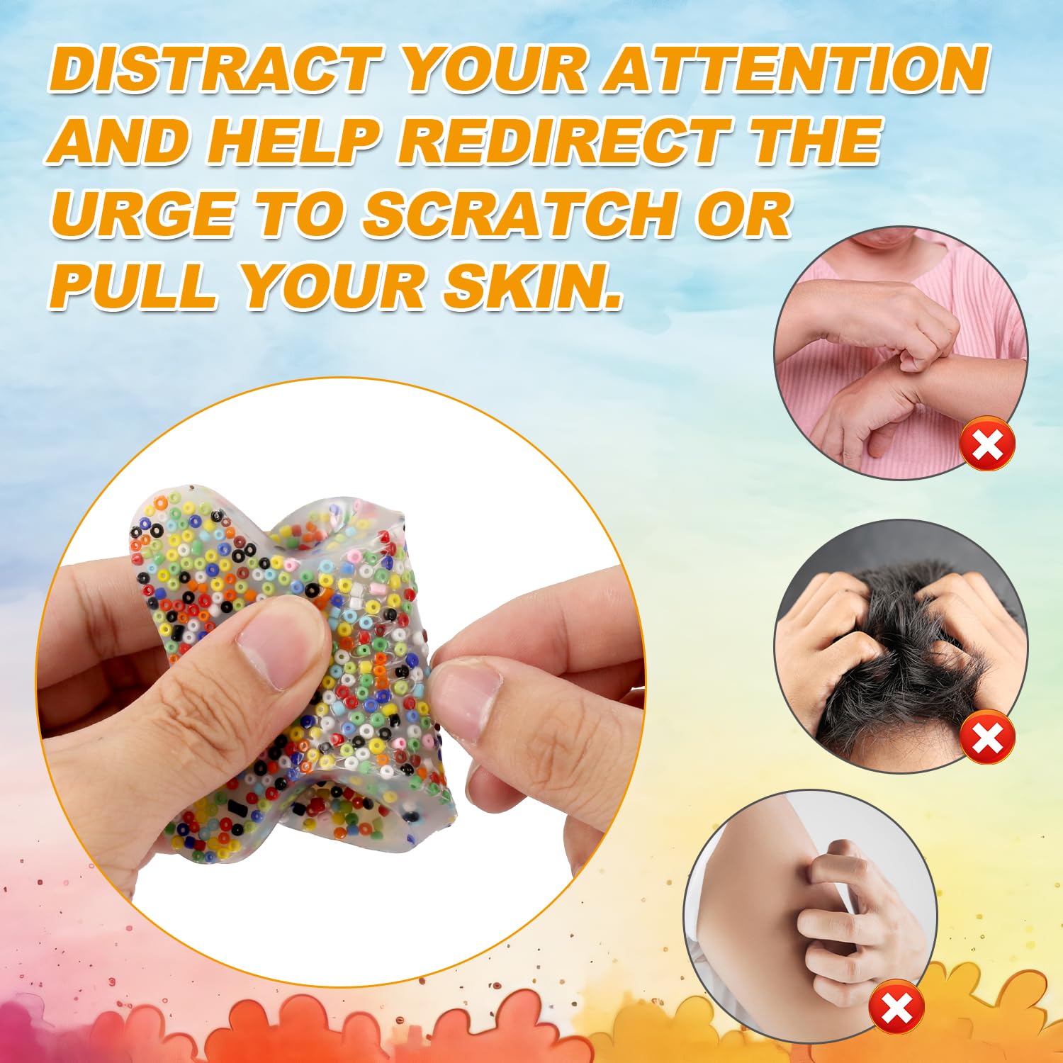Ptwola Fidget Toy Für Skin Picking - Wiederverwendbares Anti-Stress Pad Mit Perlen