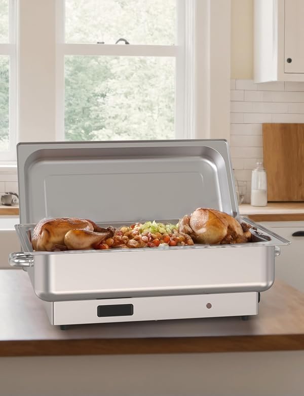 2 Pack Electric Chef Chafing Dish Buffet Set 9QT Buffet Servers and Warmers Digital Display Temperature with 1 Full-Size Pan & 2 Half-Size Pan Warming Tray for Parties Commercial by MilleLoom - Image 6