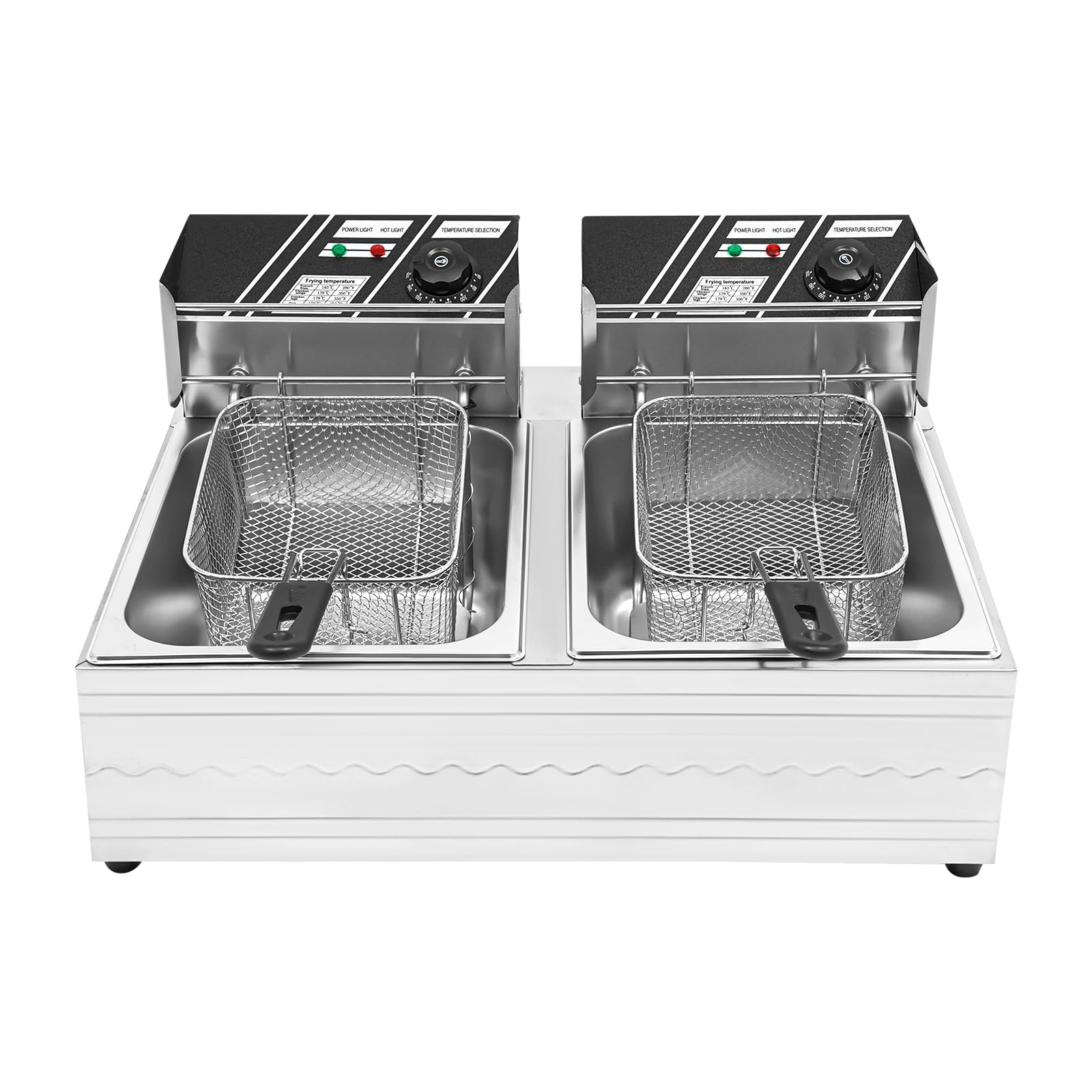 Friggitrice elettrica, 2 x 6 l, doppia friggitrice elettrica da 5000 W, in acciaio inox, doppia con cesto, per uso domestico, spuntino, ristorante, uso commerciale