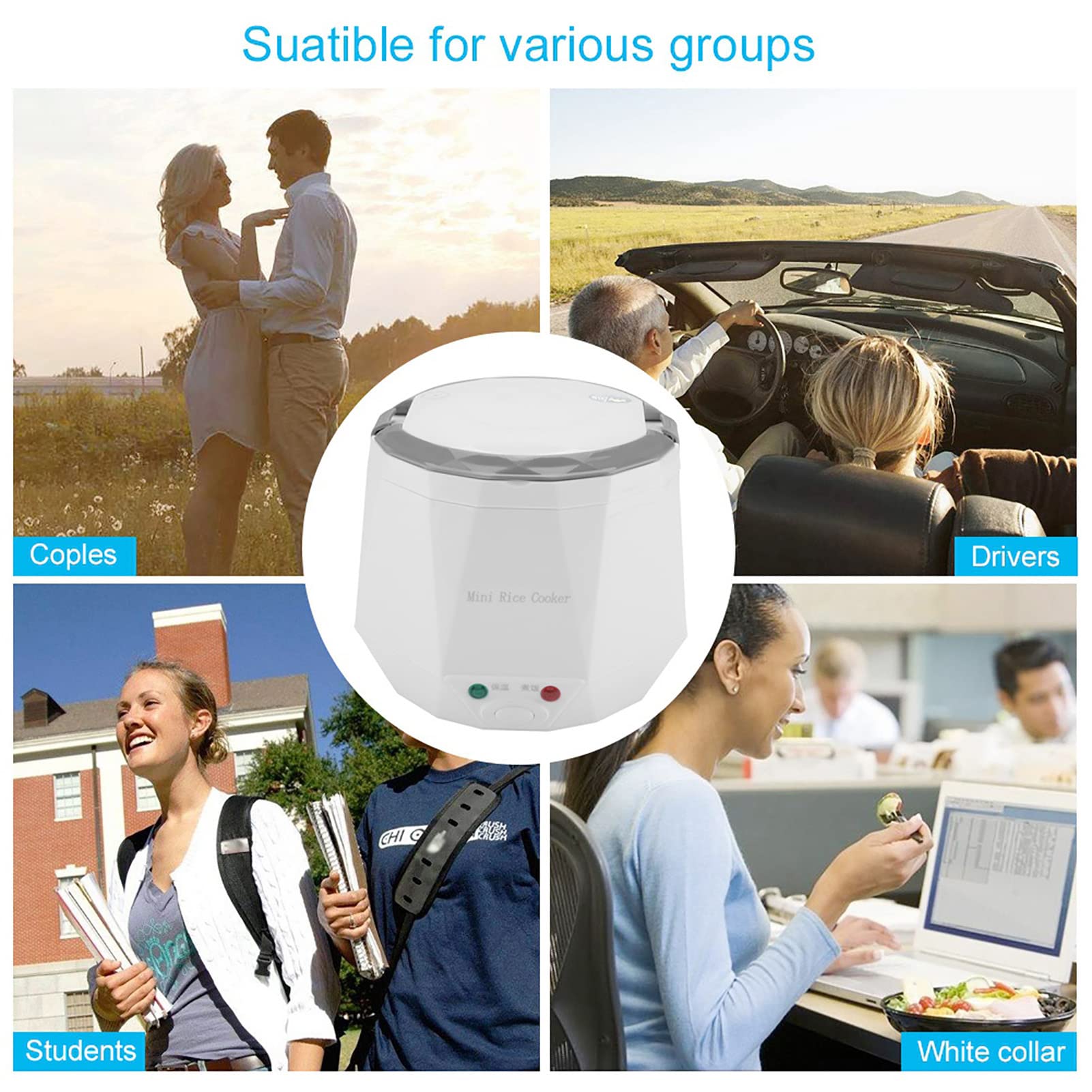 Olla Arrocera Eléctrica 24 V 140 W Eléctrica Portátil Multifuncional Arrocera/, Adecuada para Uso en Camiones, Hecha de Material PP Seguro e Inofensivo de Calidad Alimentaria, Ligero y