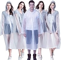 Vista 19 de Ponchos de lluvia para adultos reutilizables, paquete de 2 a 5 impermeables para mujeres y hombres, abrigo impermeable con capucha con cordón