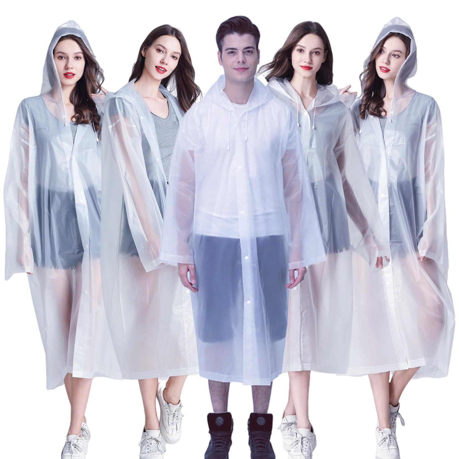 Rain Ponchos for Adults Reusable, 2-5 Pack Raincoat for Women Men, Waterproof Rain Coat Gear with Hood Drawstring