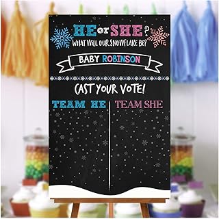 Snowflake Gender Reveal Cast Your Vote Party Sign Baby Shower Gender Reveal Sign Christmas Sign Snowflakes Baby Shower Christmas Party Sign Baby Shower Party Sign Print Size 24x18, 36x24 and 48x36