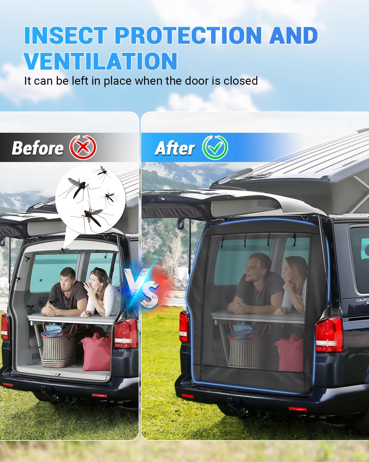 SUPAREE Moskitiera Camper Klapa do Camping Van (185 x 155 cm)