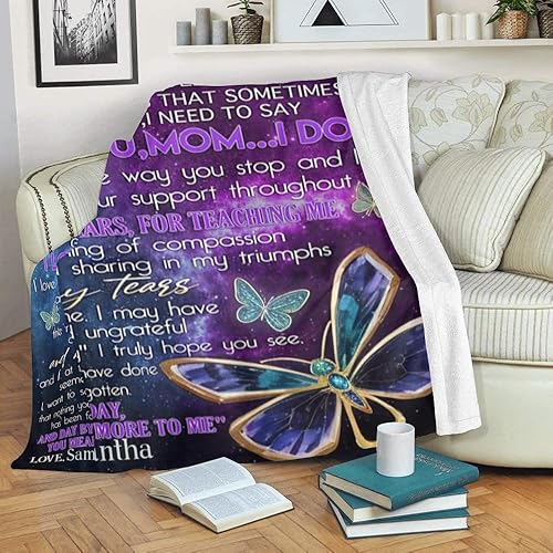 Miniatura 3 de Manta personalizada con nombre y texto personalizado para mi mamá, manta de forro polar suave para regalos (50 x 60 pulgadas)