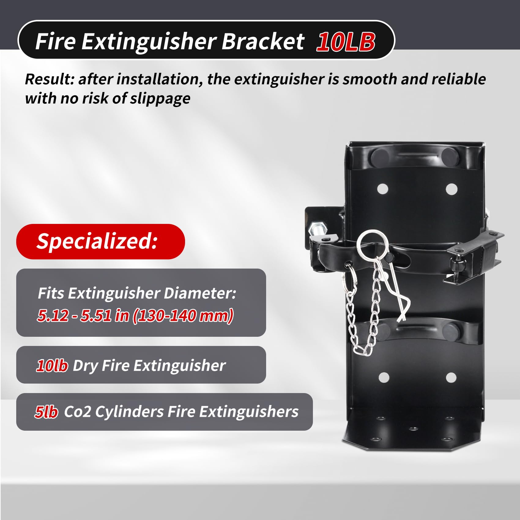 Soporte de pared negro para extintor de incendios apto para extintor de CO2 seco de 10 libras / 5 libras