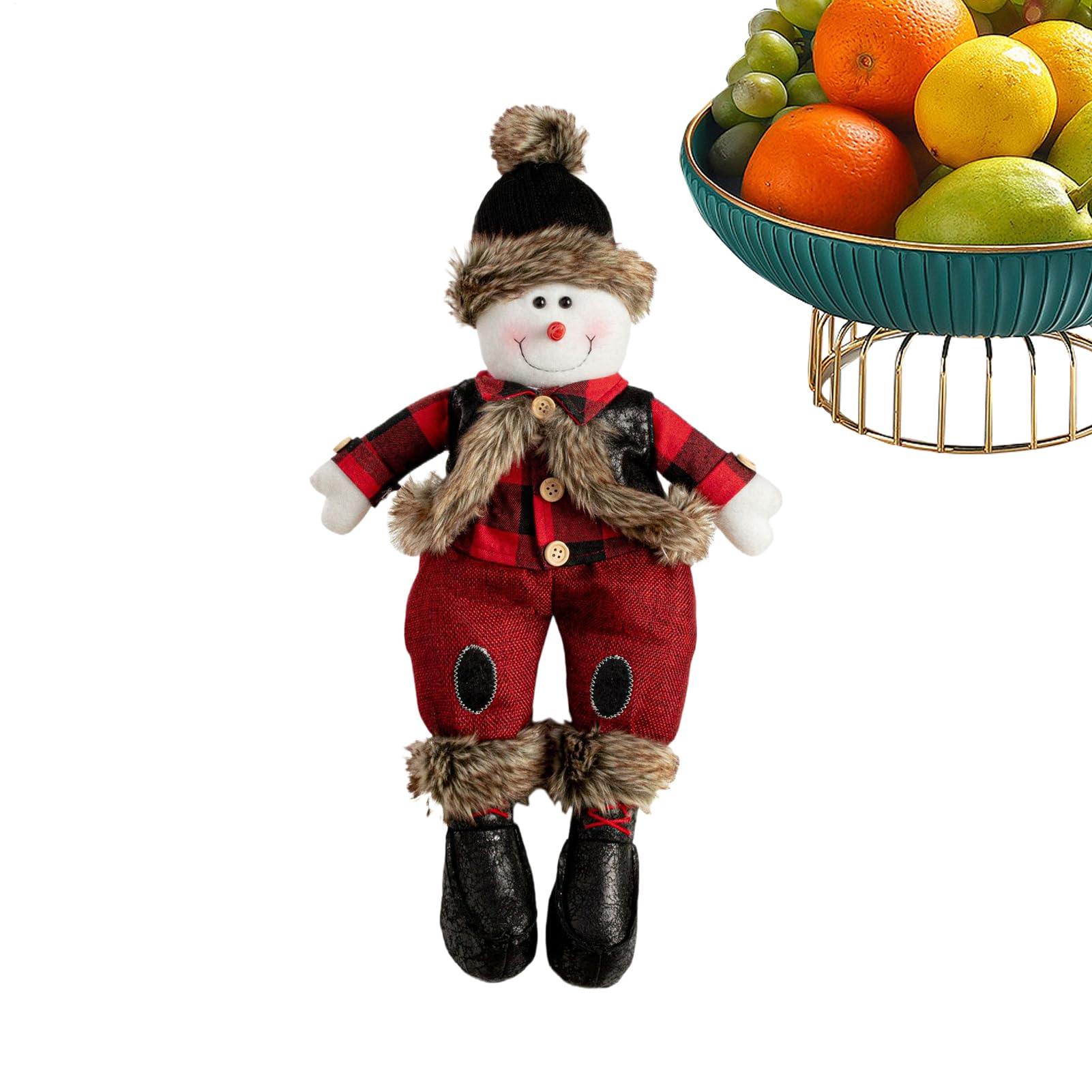 Bonhomme de neige de Noël stable et doux - Fait main pour table et manteau de cheminée