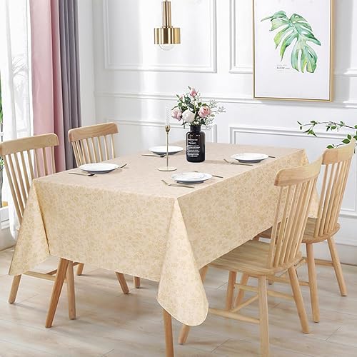 Vonabem Mantel rectangular de PVC 100% impermeable, mantel de vinilo con reverso de franela, a prueba de derrames de aceite, mantel lavable para