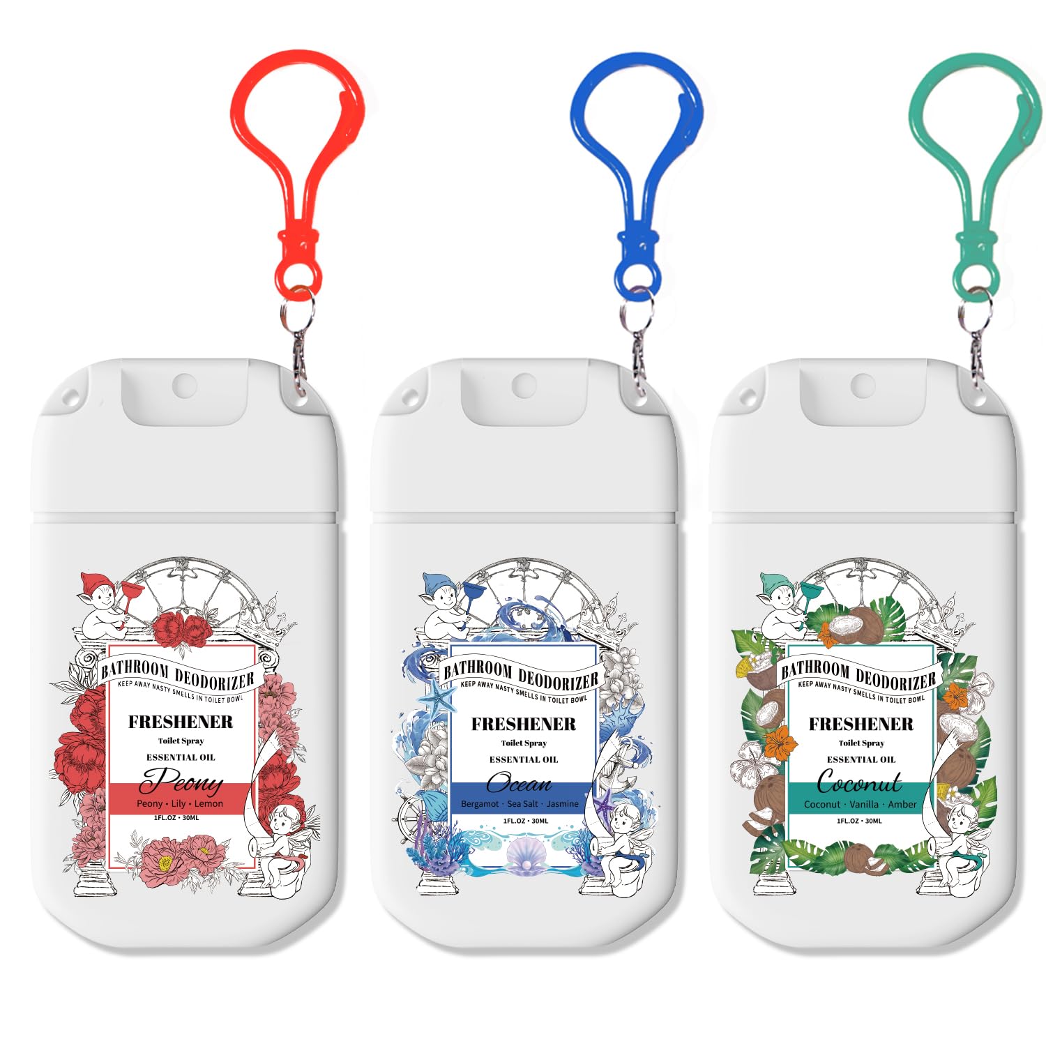 Azulfra Pocket Size Toilet Spray for Poop, Travel Essentials Variety 3 Pack