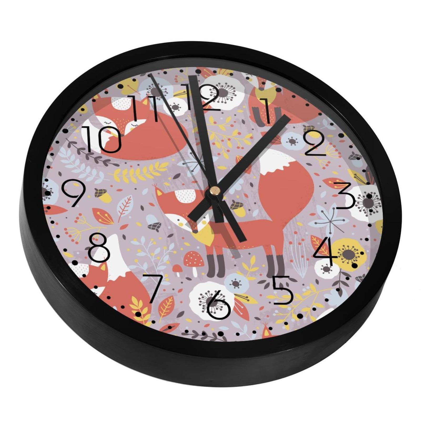 Horloges murales silencieuses à piles renard décoration artistique maison