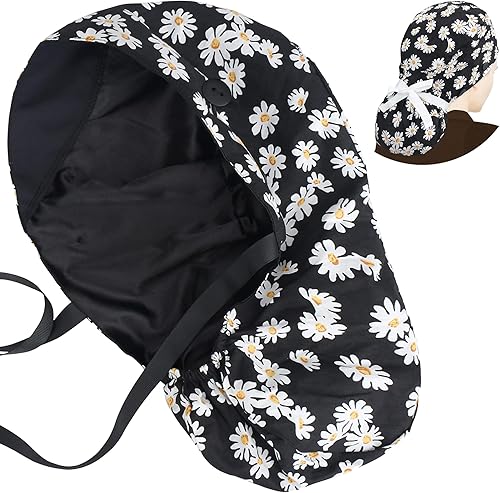 Miniatura 98 de ABAMERICA Gorras quirúrgicas para mujer, gorro de enfermera, soporte funcional para cola de caballo para cabello largo, individual o forrado