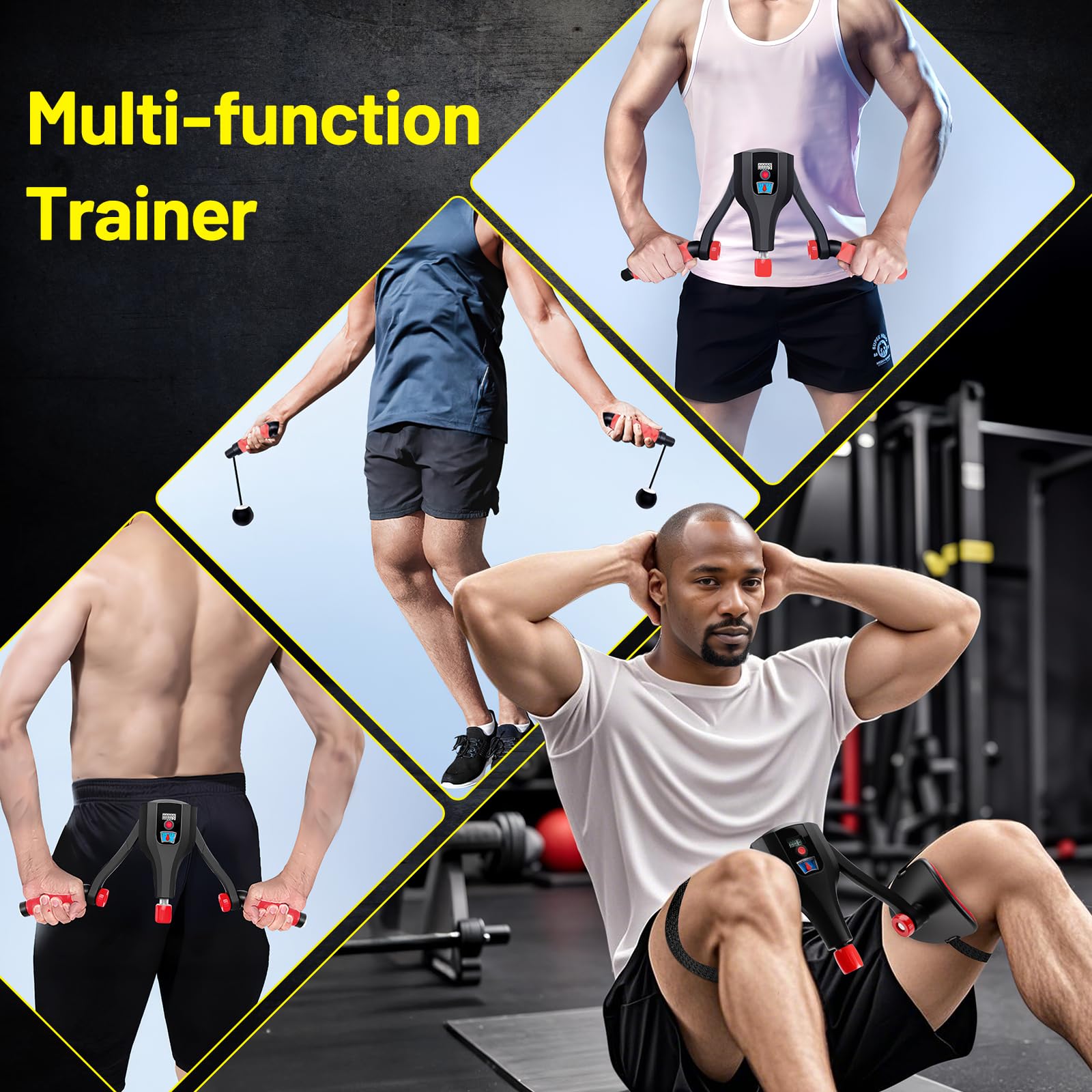 Oberschenkeltrainer Beinpresse für Zuhause, 10KG-60KG Beckenbodentrainer mit LCD-Zählung und Springseil für Männer Frau, 360° Drehbar Multifunktionaler Beintrainer Armtrainer für Training muskulatur