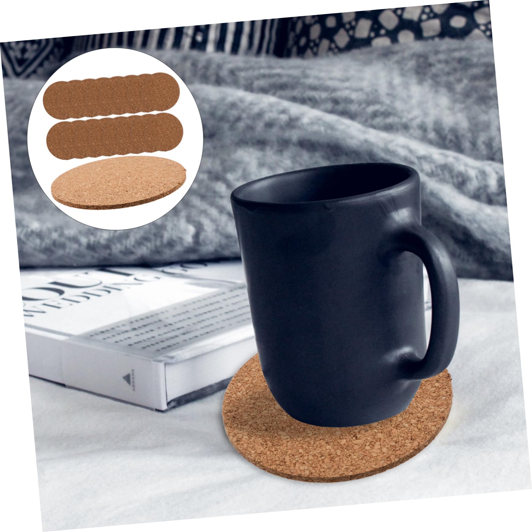 ULTECHNOVO 100pièces sous-Verres Liège Décoratifs Ronds Anti-dérapants pour Tasses Usage Domestique et Décoration Intérieure