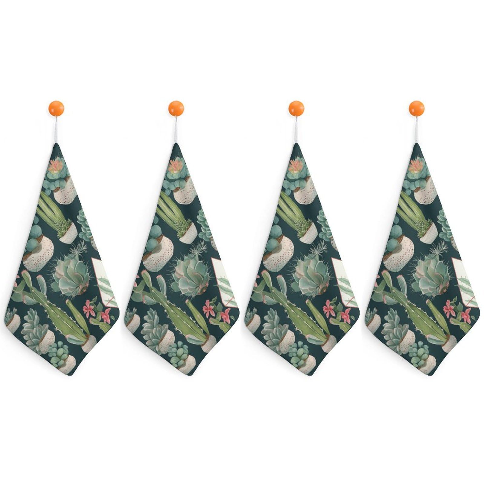 VstaDank Succulent Plants and Cactus Washcloth with Hanging Loop Quick Dry Microfiber Hand Towel Highly Absorbent Wash Cloth Reusable Makeup Remover Cloth Soft Feel Fingertip Towel for Bathroom