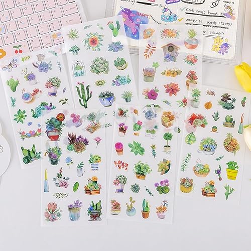 Miniatura 2 de Pegatina Kawaii para plantas suculentas, suculentas, cactus, macetas, calcomanías estéticas para arte, álbumes de recortes, diario, botellas de