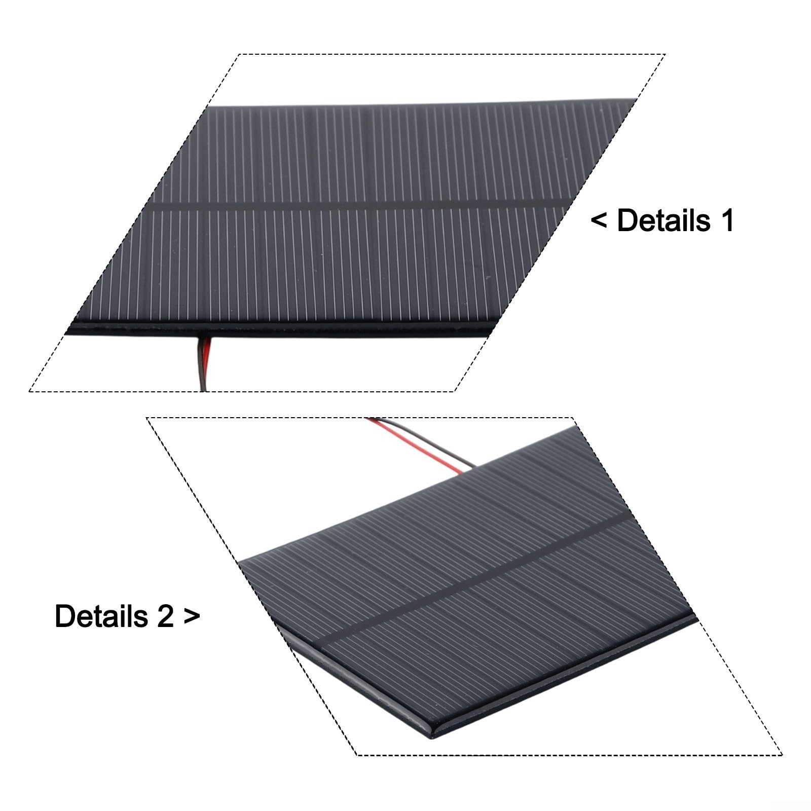 Kit di 5 pannelli solari fotovoltaici da 5 V 200 mA, 110 x 80 mm con filo da 10 cm, per mini caricabatterie a energia solare per progetti fai da te
