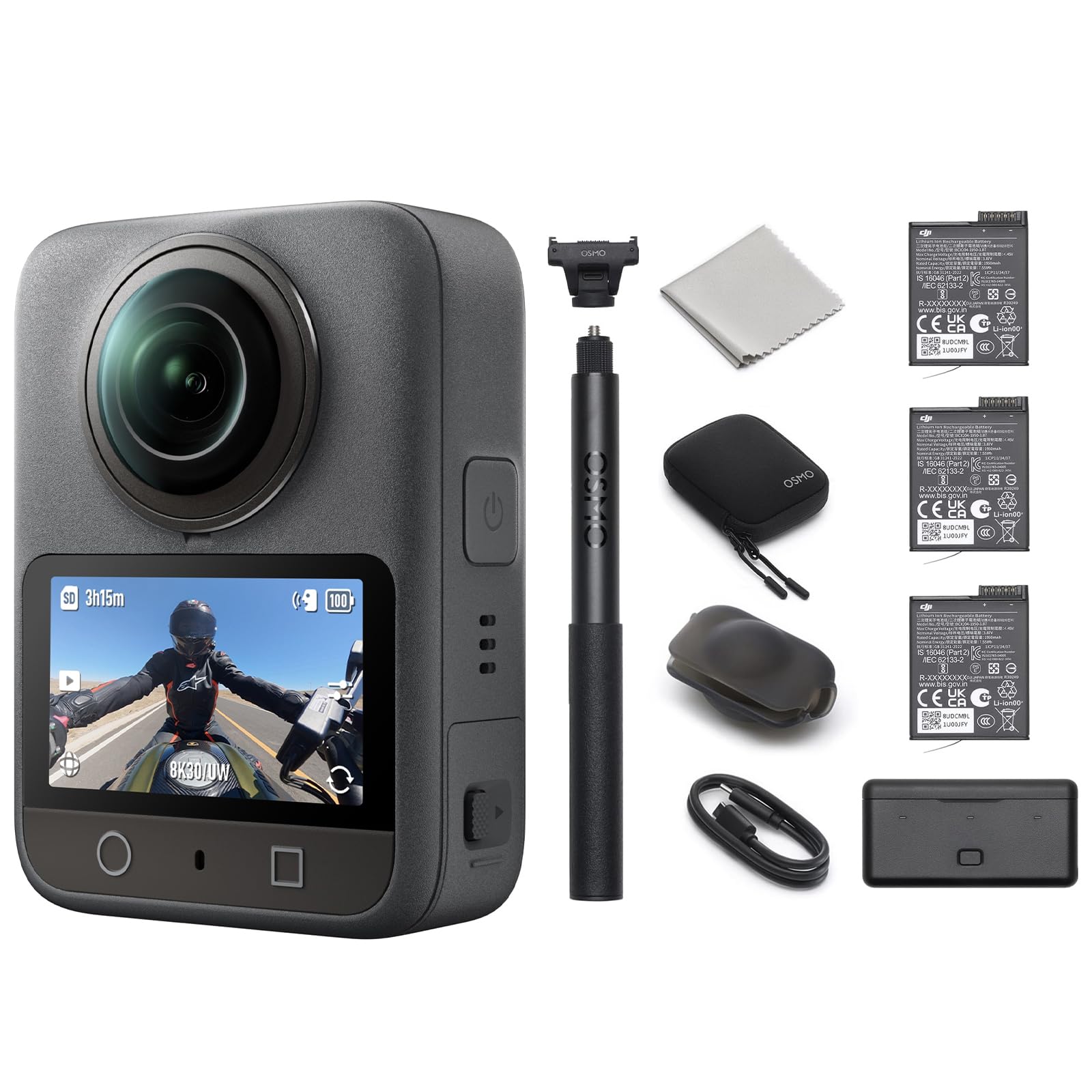 DJI Osmo 360 Adventure Combo – 360 Kamera mit 1-Zoll Sensor, 8K-360° Video, 4K/120fps & 170° Sichtfeld, 120MP Fotos, Action Cam & Vlog Kamera, Magnetischer Schnellwechsel, 3 Akkus & Ladeetui
