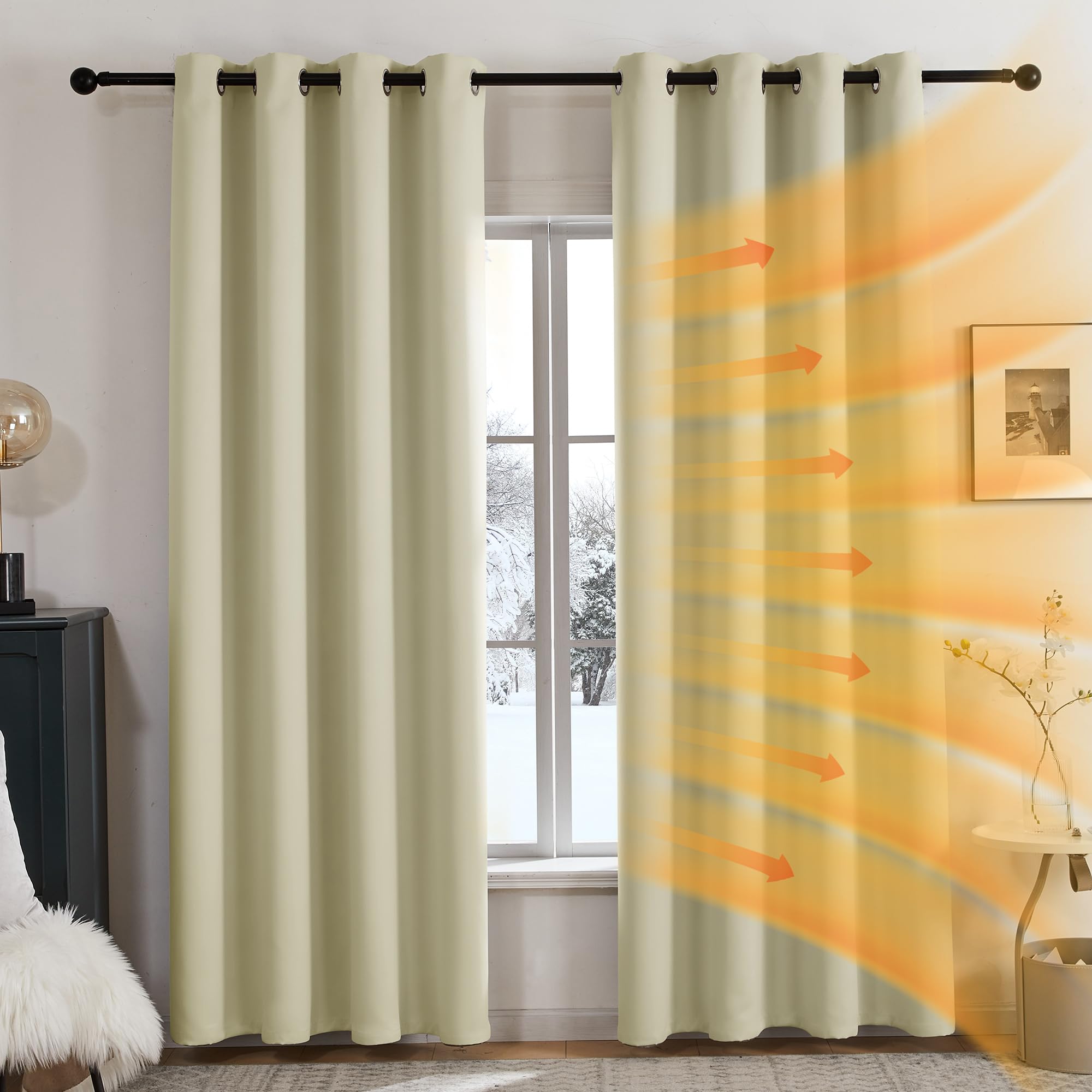 Deconovo Eyelet Blackout Curtains for Living Room, Super Soft Thermal Insulated Curtains, OEKO-TEX Certified, Energy Saving - Image 3