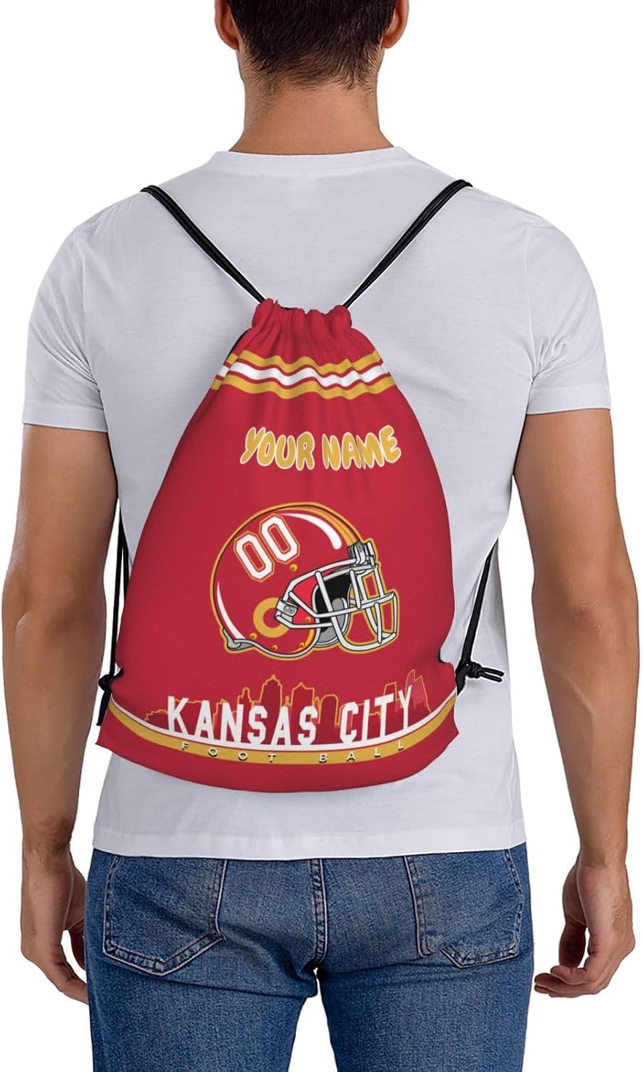Kansas City Drawstring Backpack，Custom Sports Fans Drawstring Bag With Name And Number Personalized Gym Bags Gift For Men Women 14" X 16" - Image 8