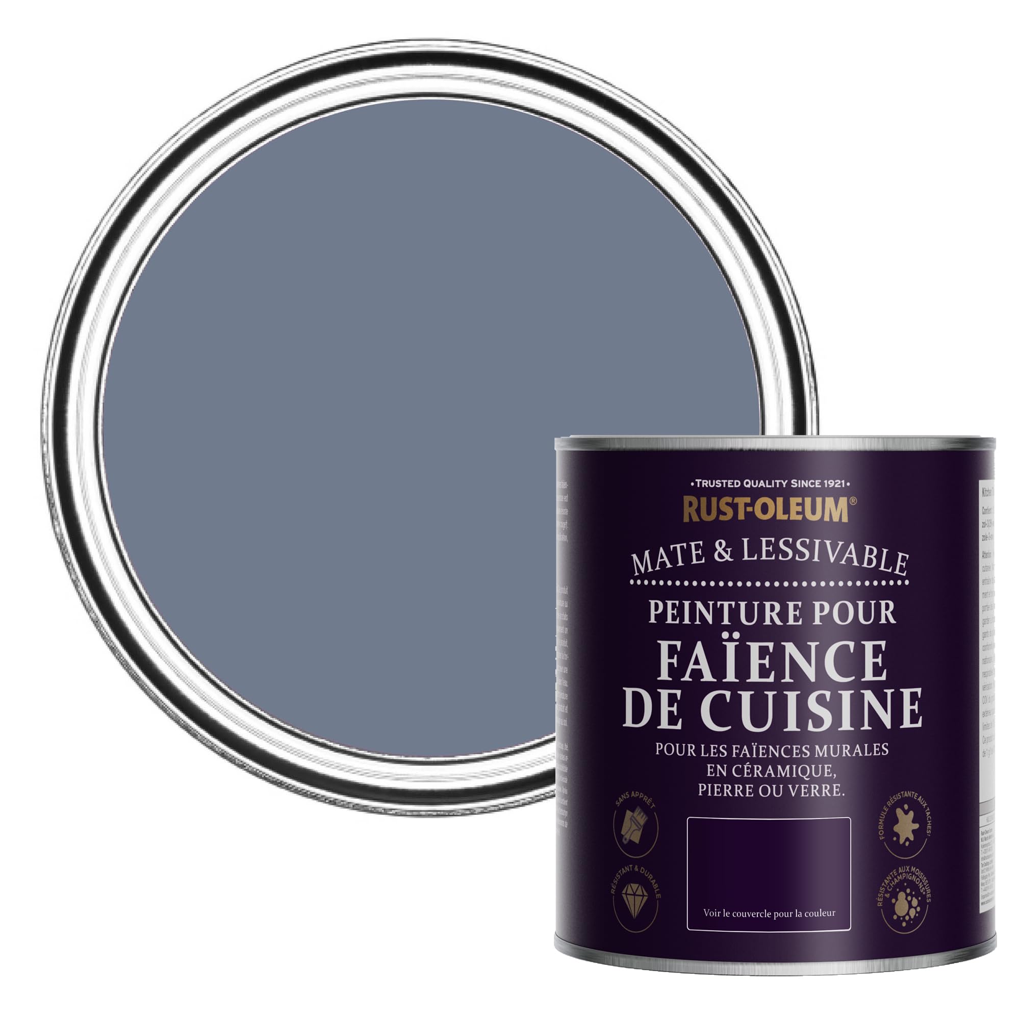 Rust-Oleum Peinture Violette Résistante à l'eau pour Faïence de Cuisine, Finition Mate - Hush 750ml
